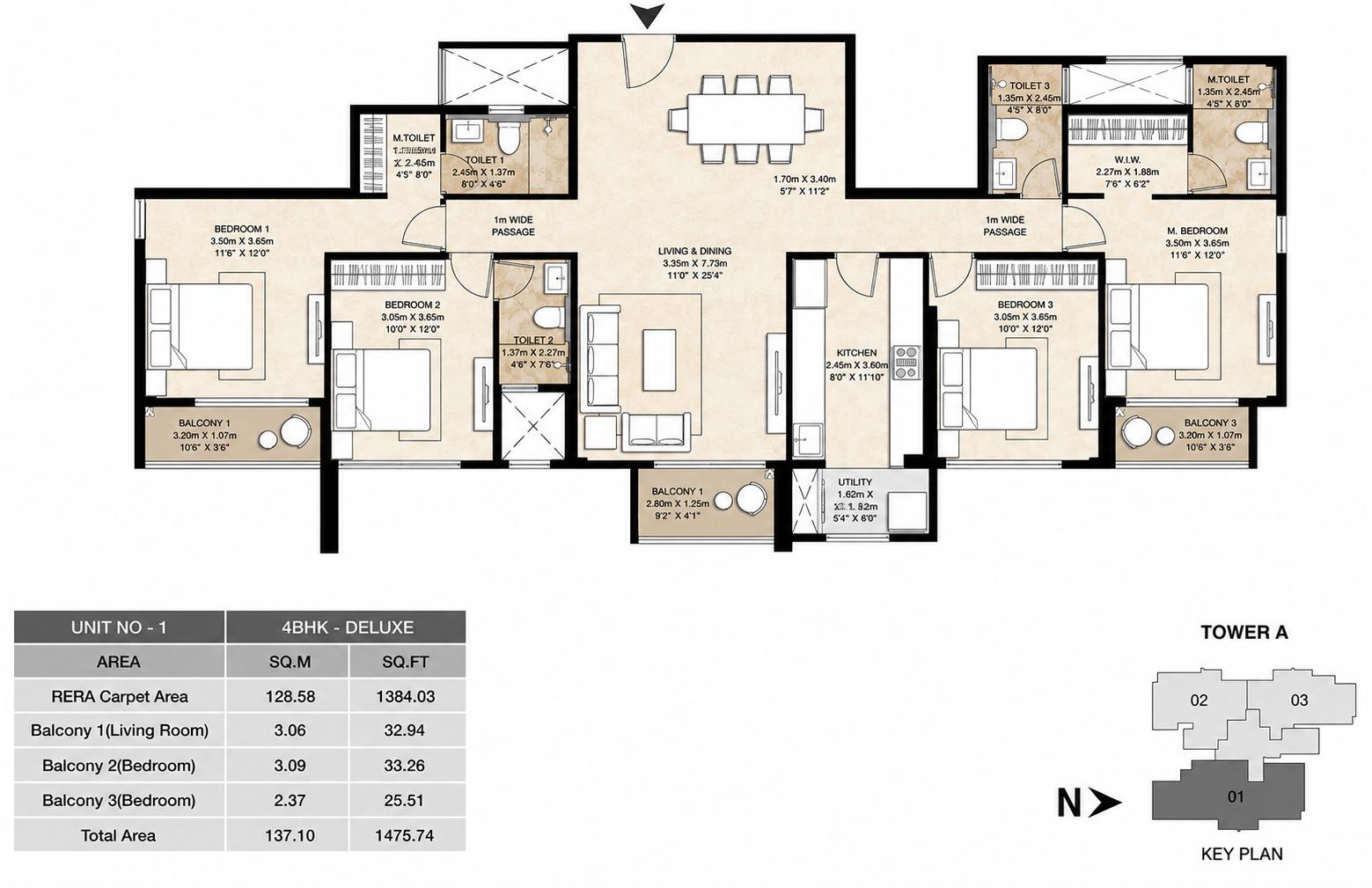 4BHK Deluxe floor plan
