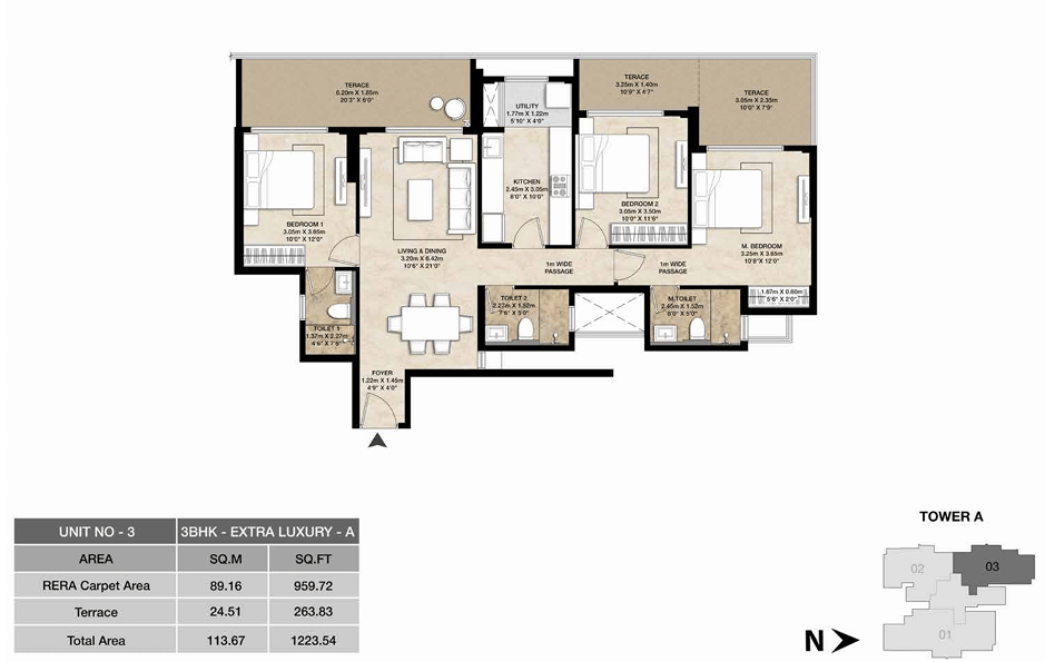 3BHK Extra Luxury A floor plan