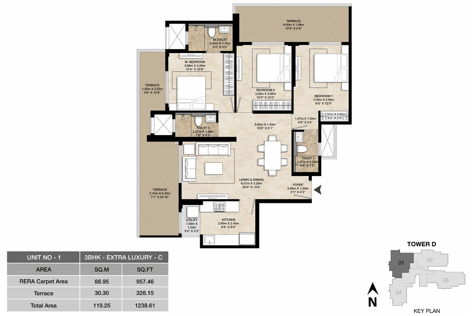 3BHK Extra Luxury C floor plan