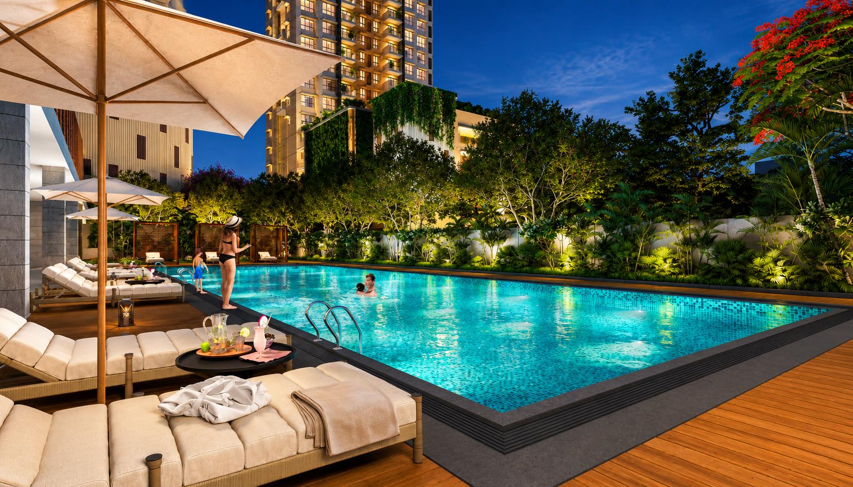 Swimming pool at Mahindra Marina64, Malad West