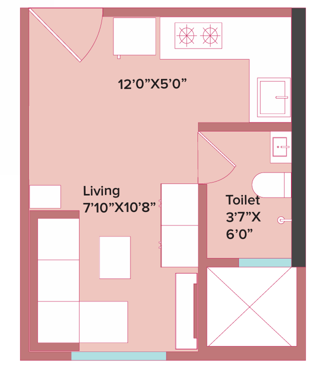 1 RK floor plan