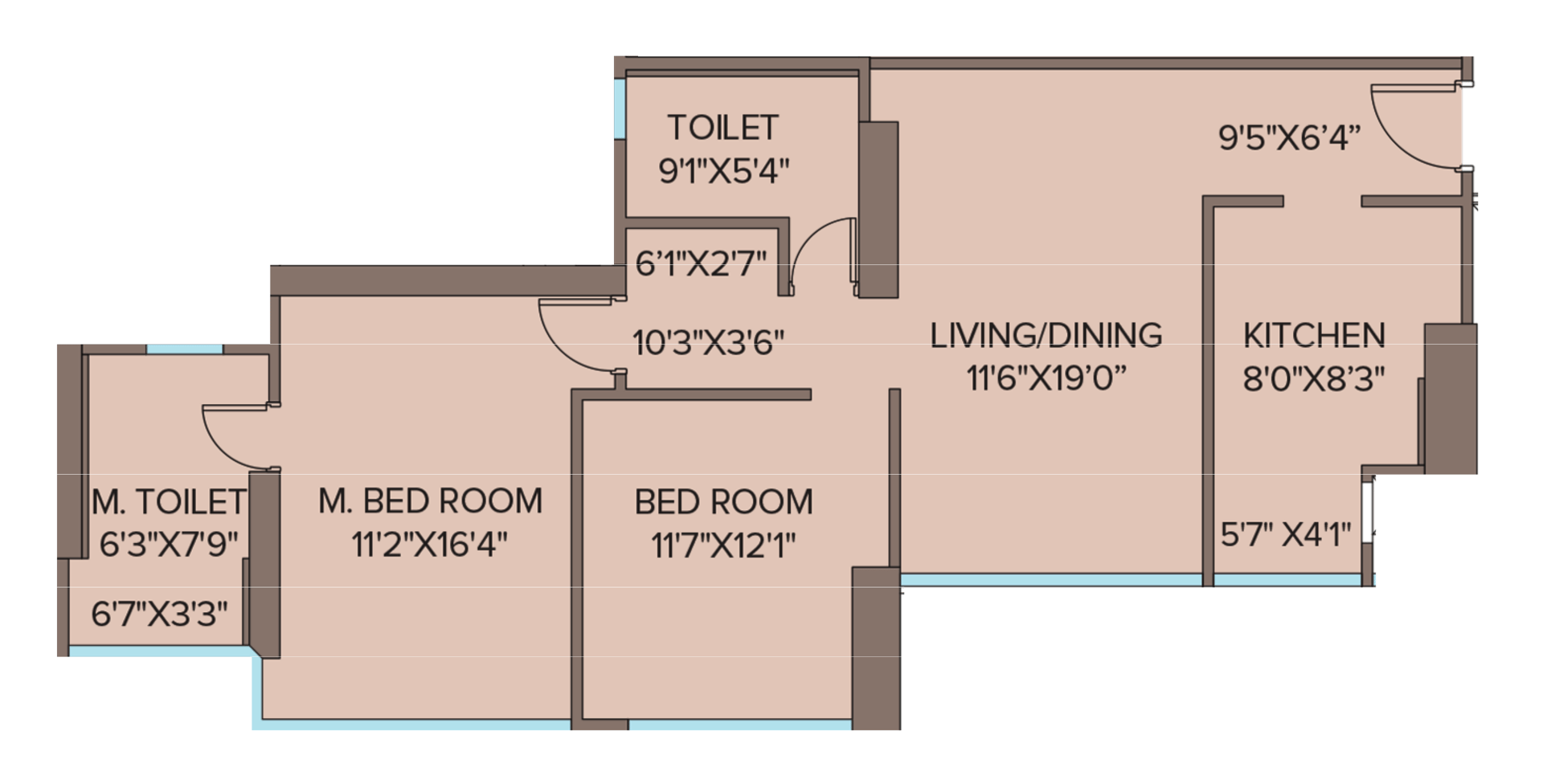 Pilatus - 2 BHK floor plan