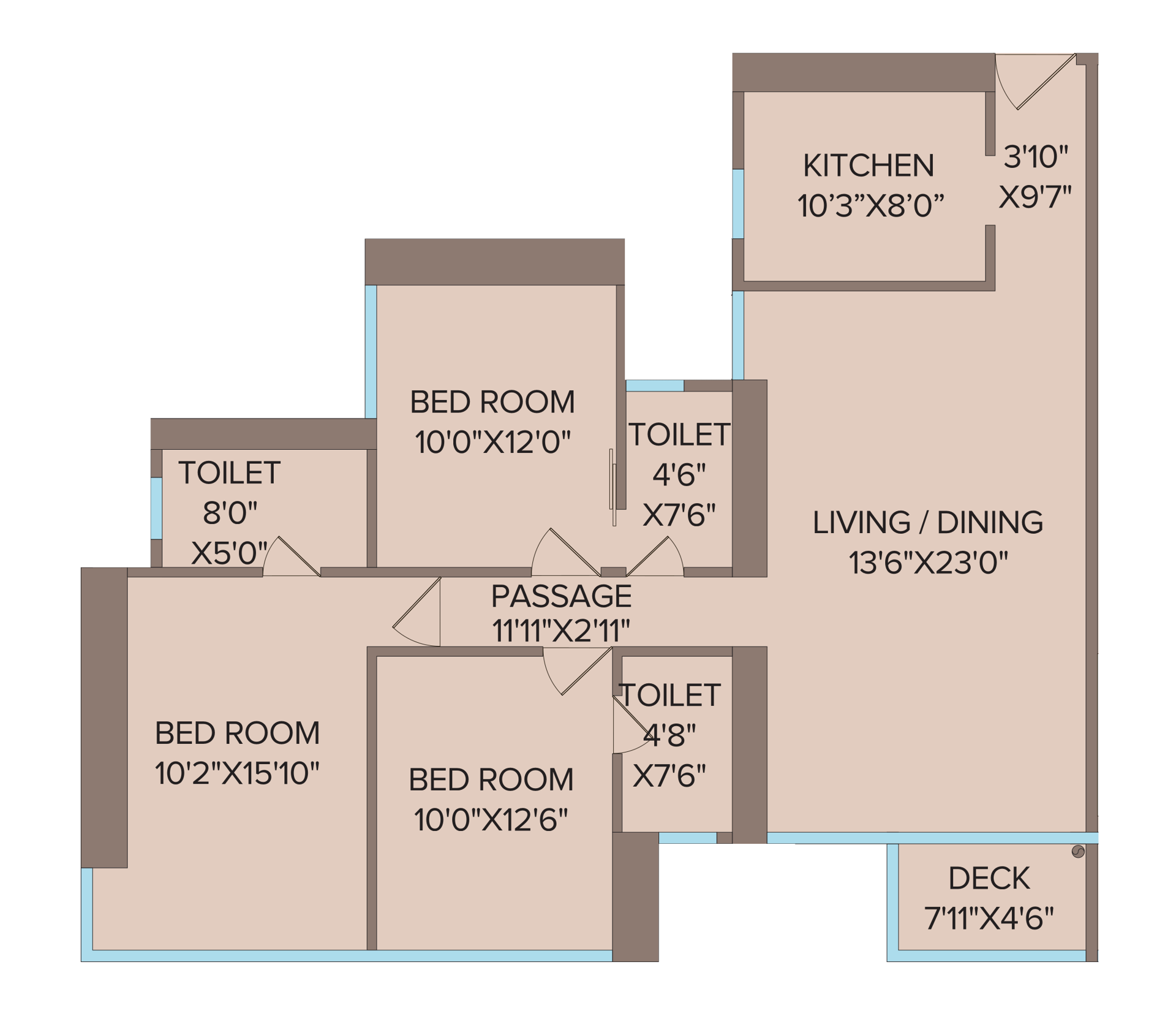 Zermatt - 3 BHK floor plan