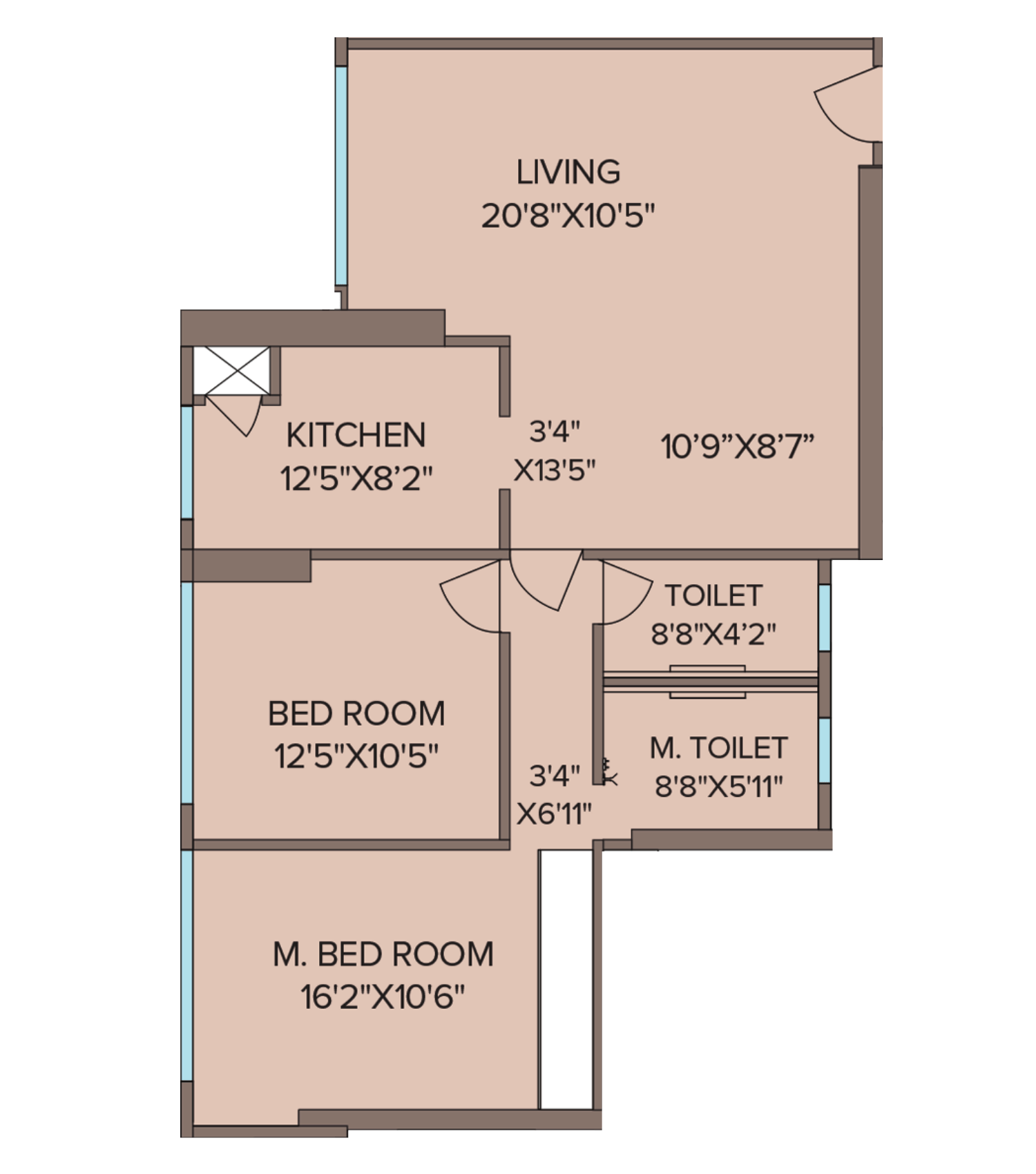 Titlis - 2 BHK floor plan