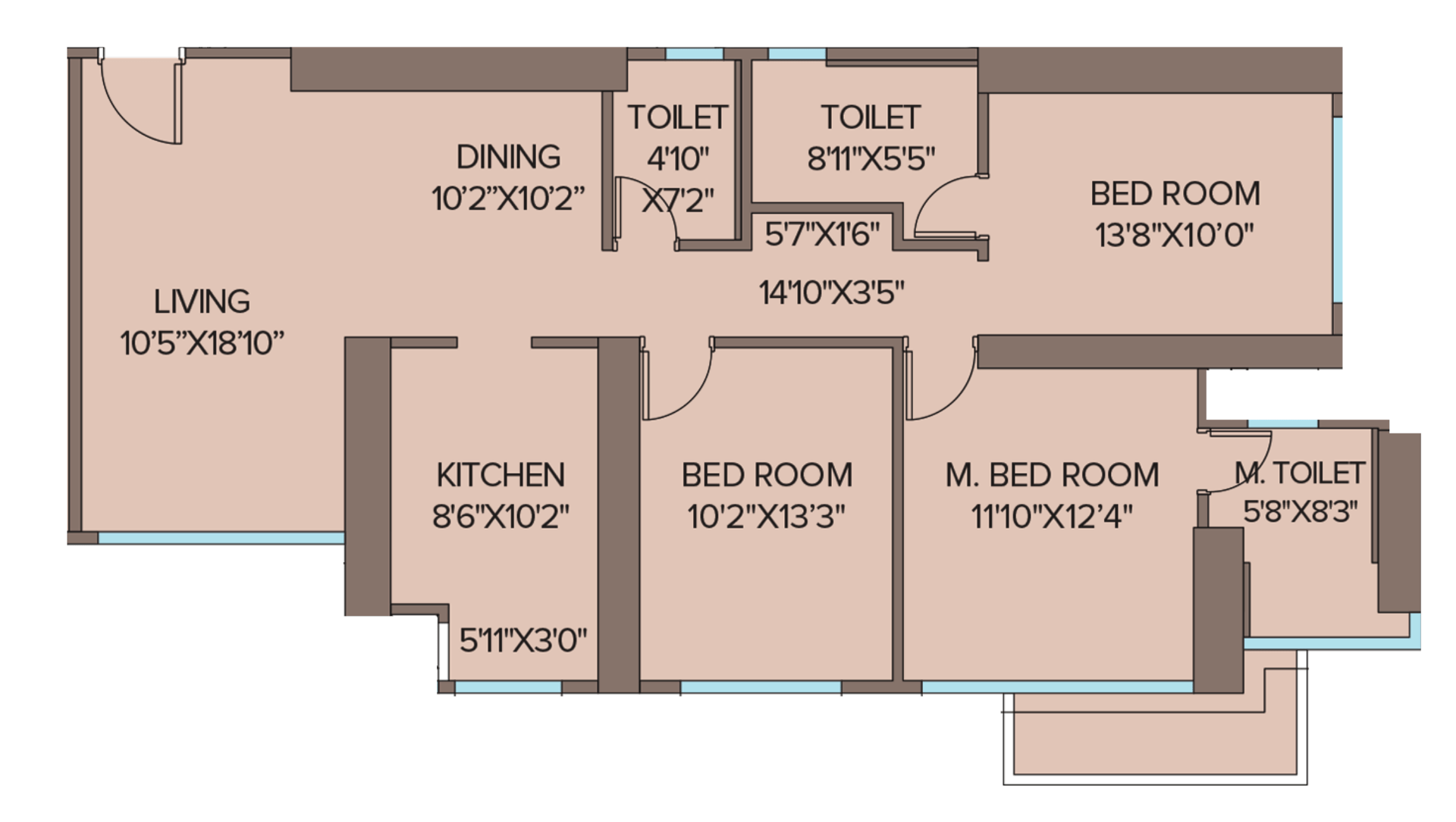 Pilatus - 3 BHK floor plan