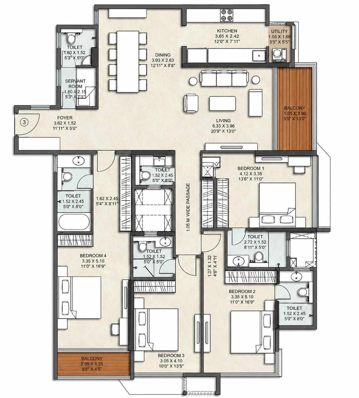 4BHK Premium floor plan