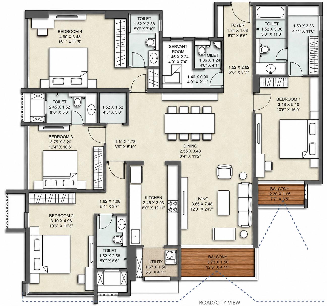 4BHK floor plan