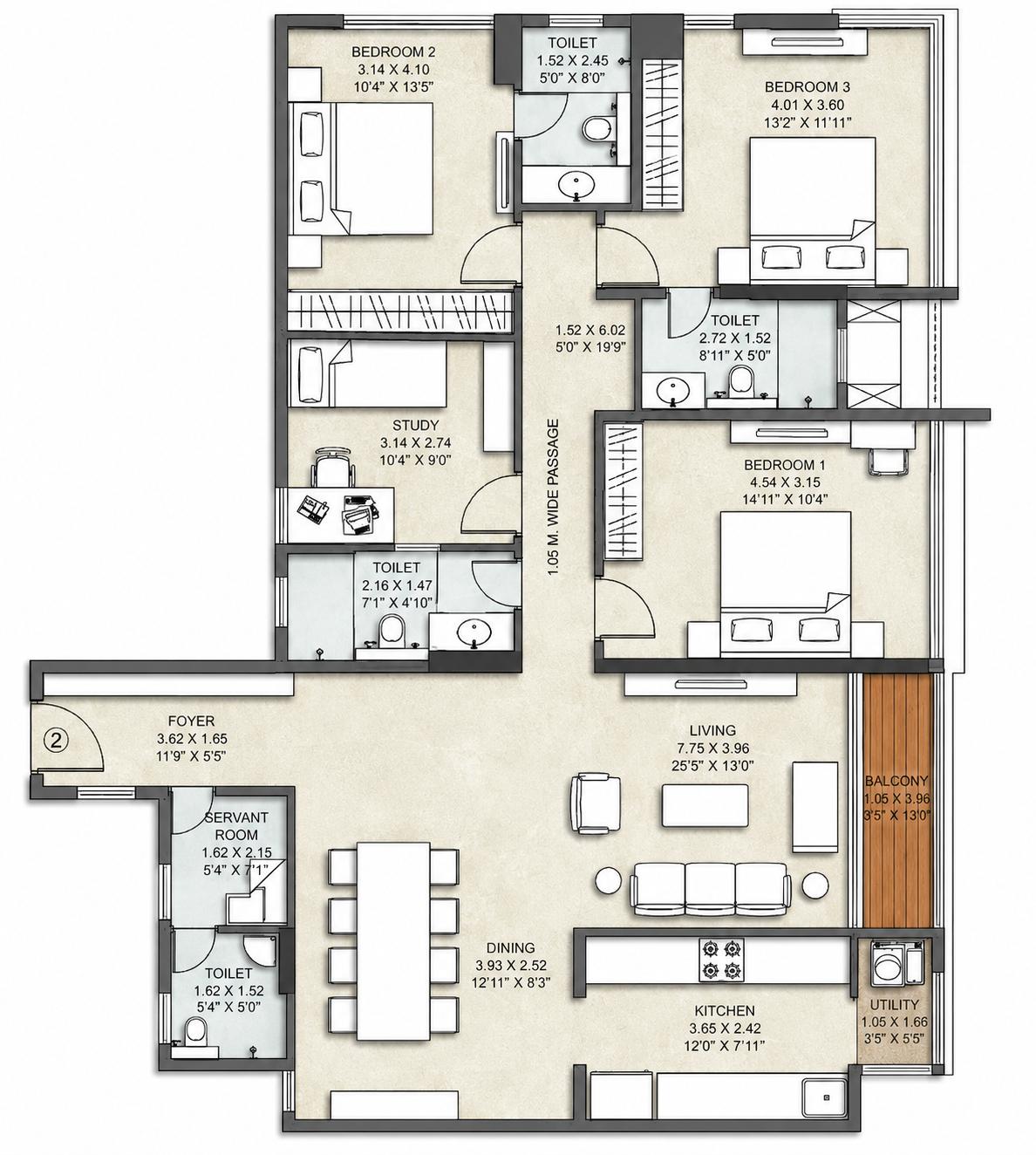 3.5BHK floor plan