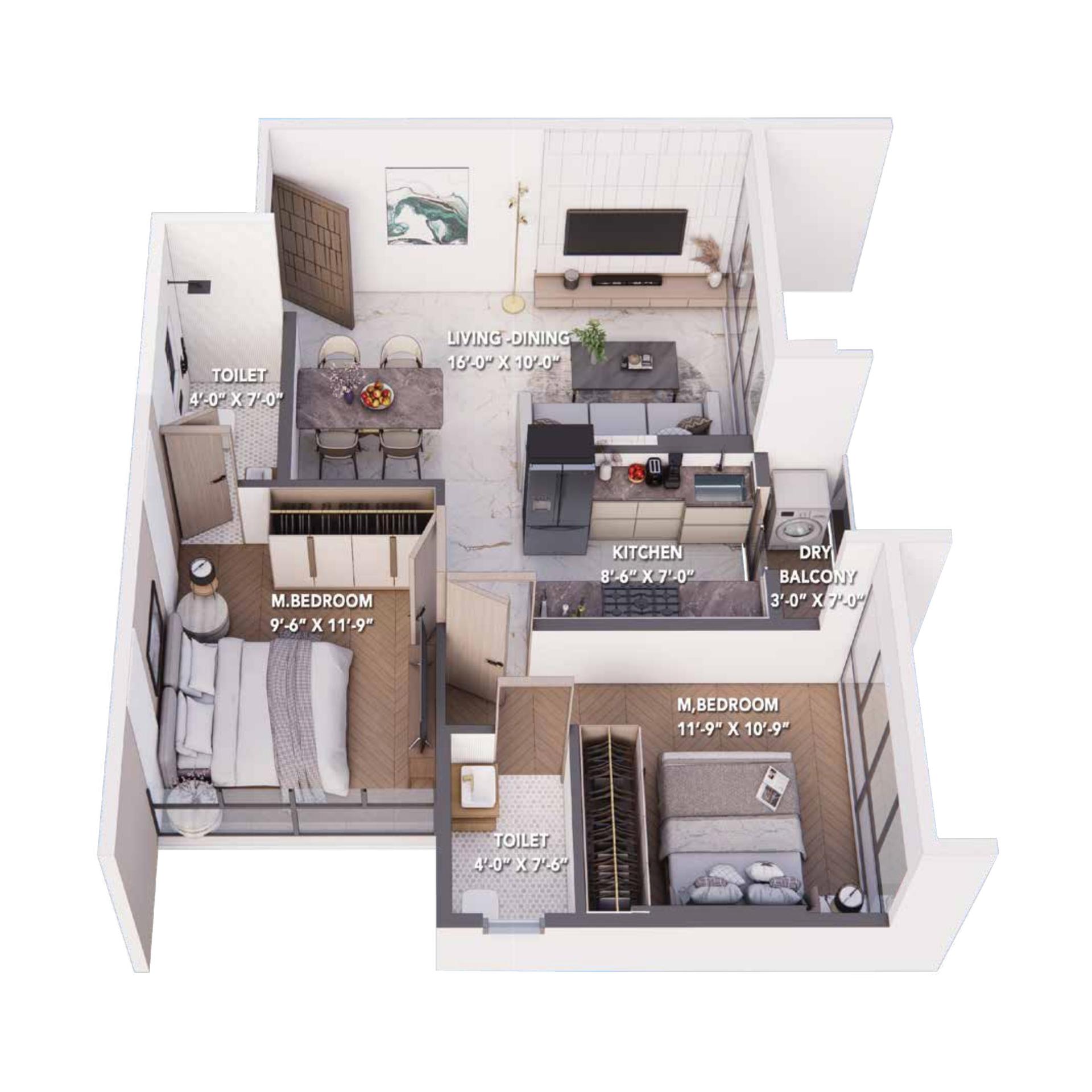 2 BHK Type3 floor plan