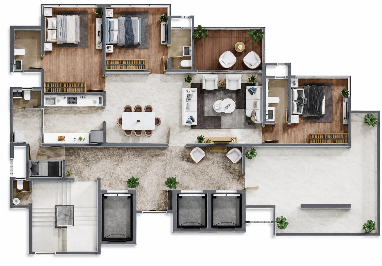 3BHK floor plan