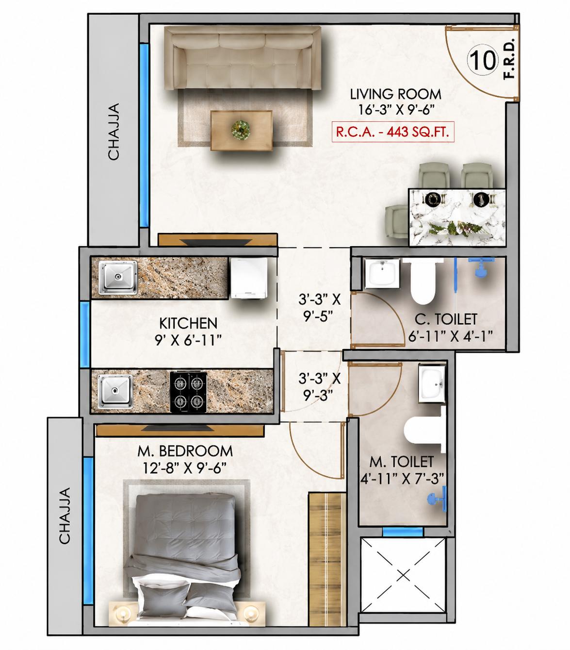 1BHK Signature floor plan