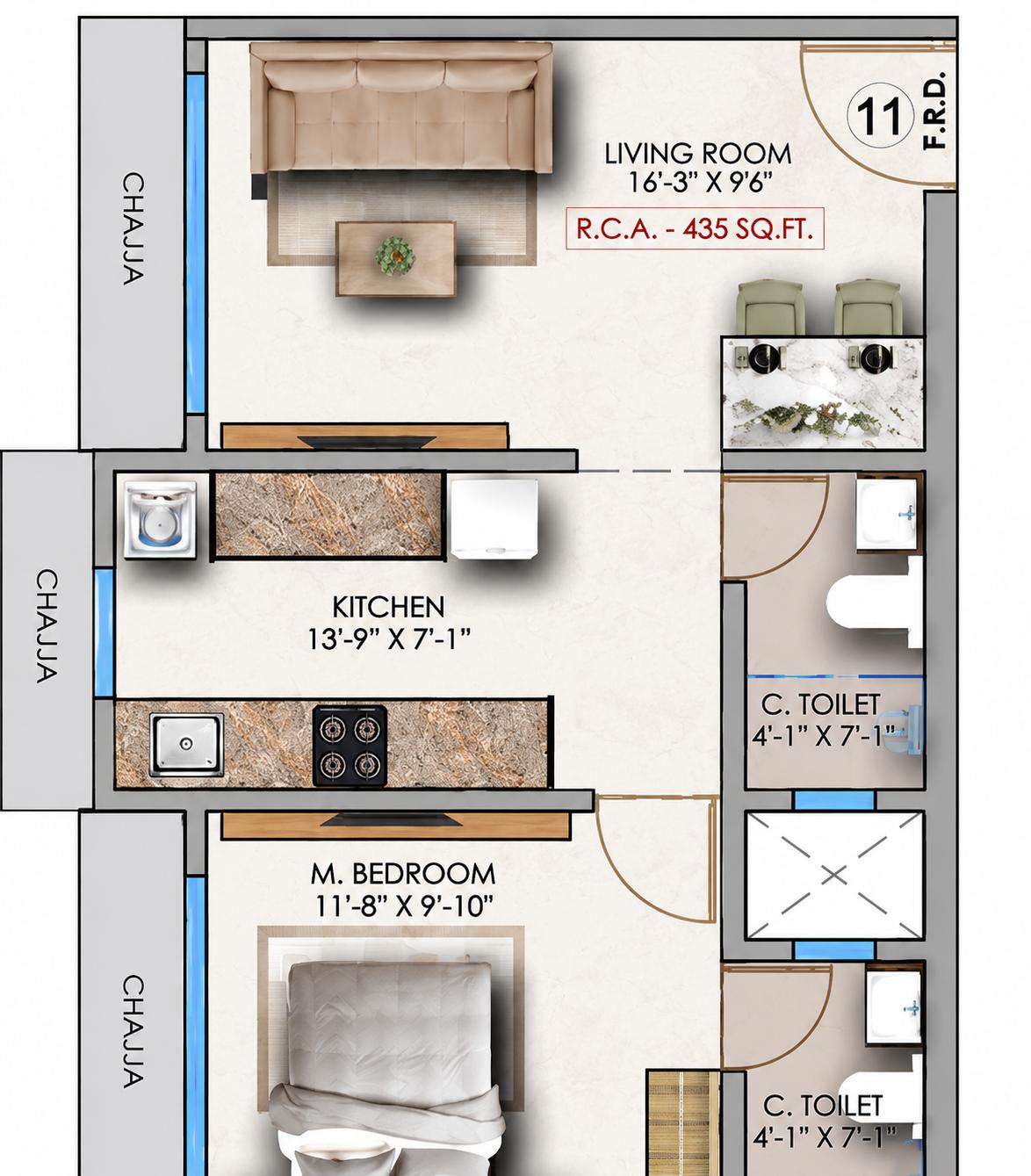 1BHK Elite floor plan