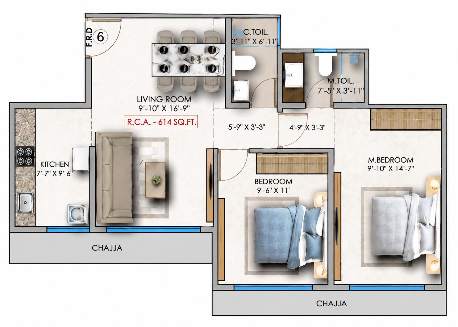 2BHK Premium floor plan