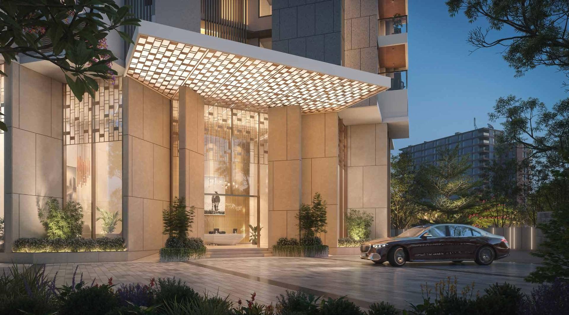 Grand entrance lobby at Godrej Five Gardens, Matunga East