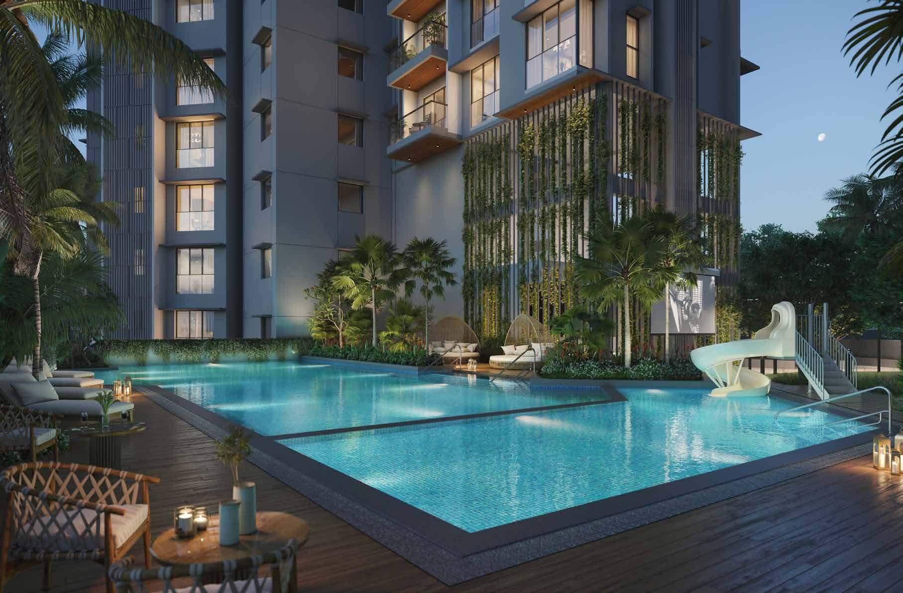 Swimming pool at Godrej Five Gardens, Matunga East