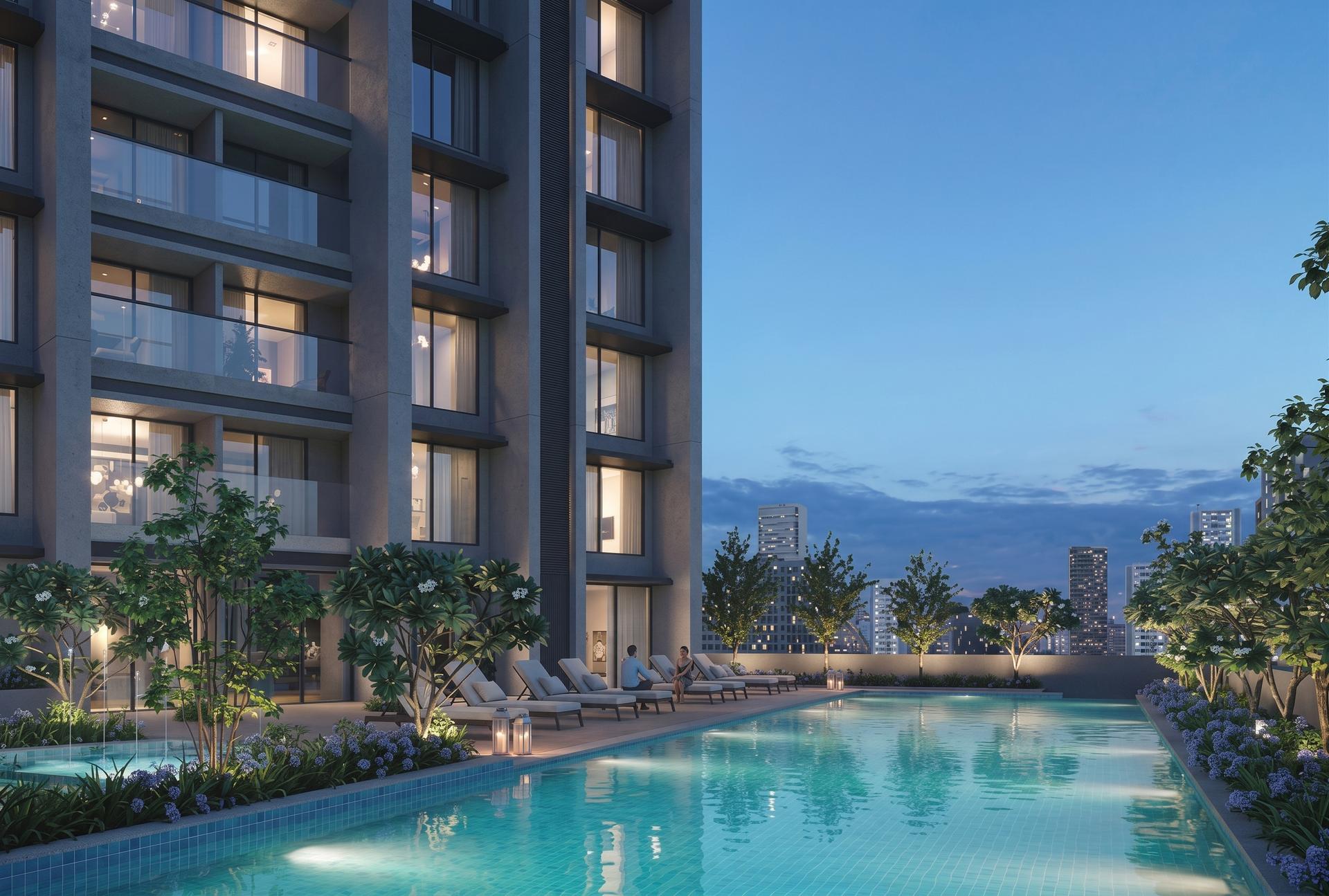 Swimming pool at Bharat Auravistas, Andheri West