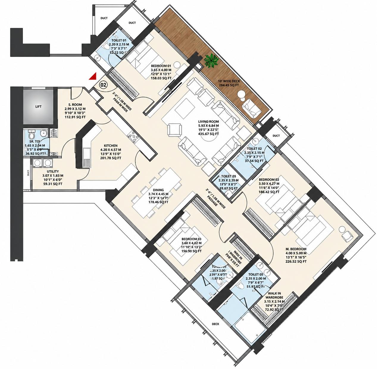4BHK Luxury floor plan