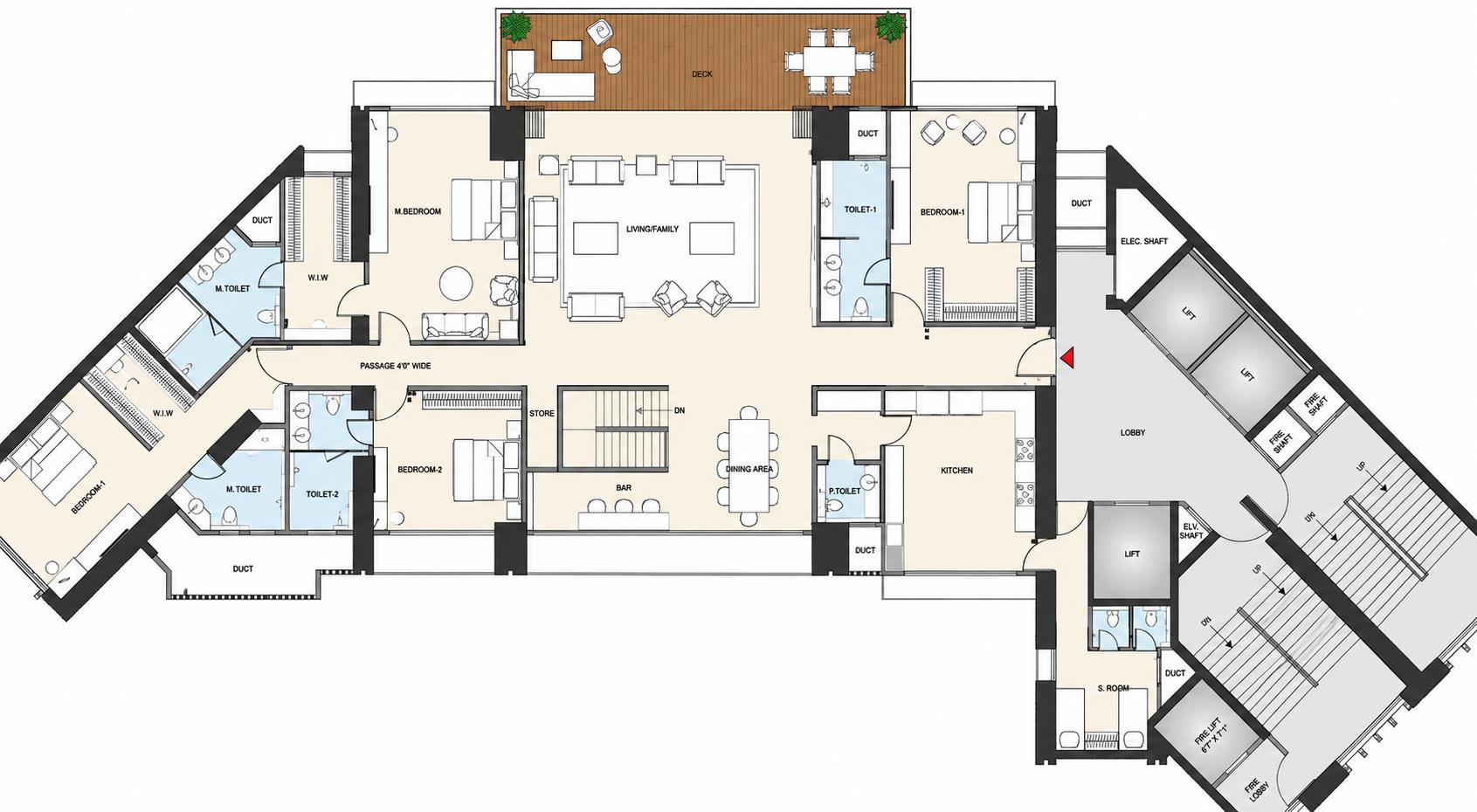 6BHK (Duplex) floor plan