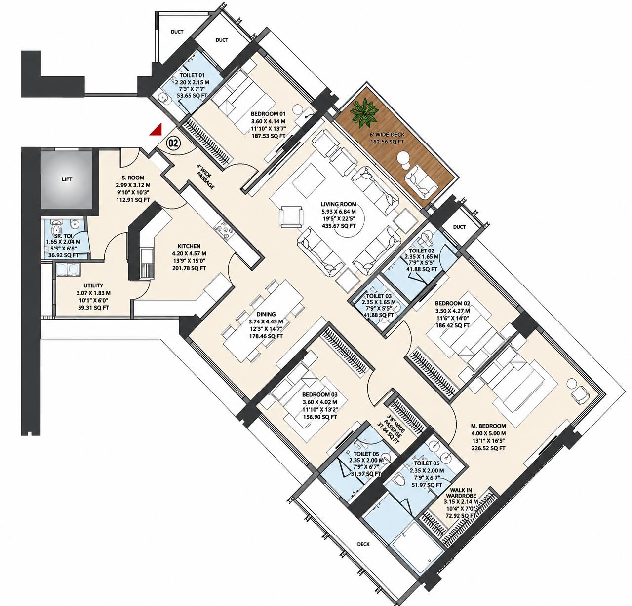 4BHK Elite floor plan