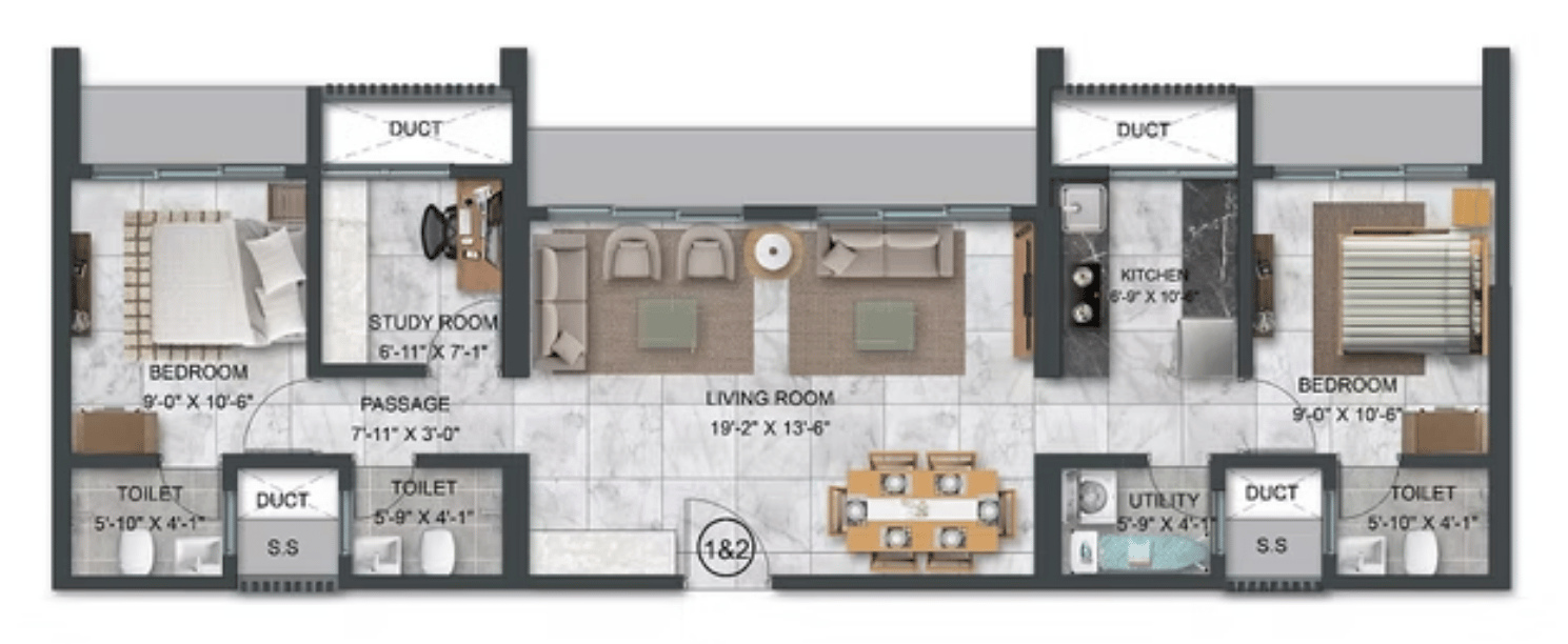 2.5 BHK floor plan