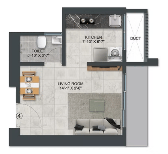 1 RK Type1 floor plan