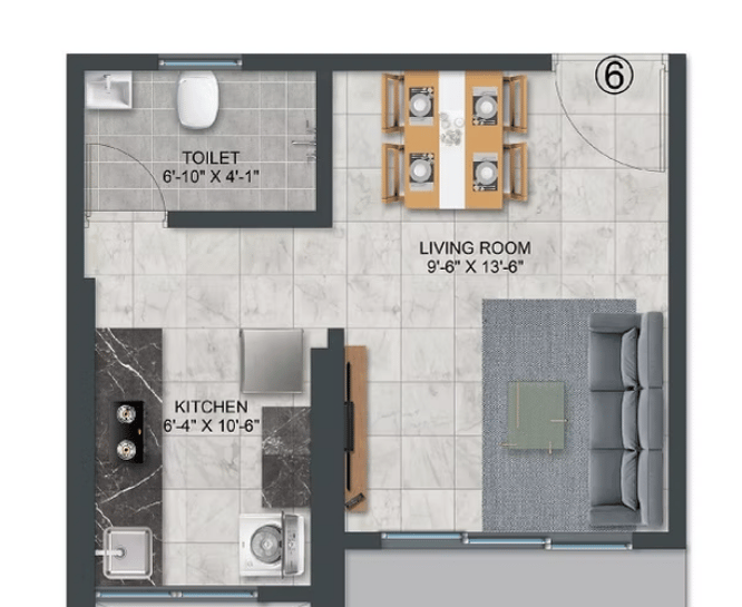 1 RK Type2 floor plan