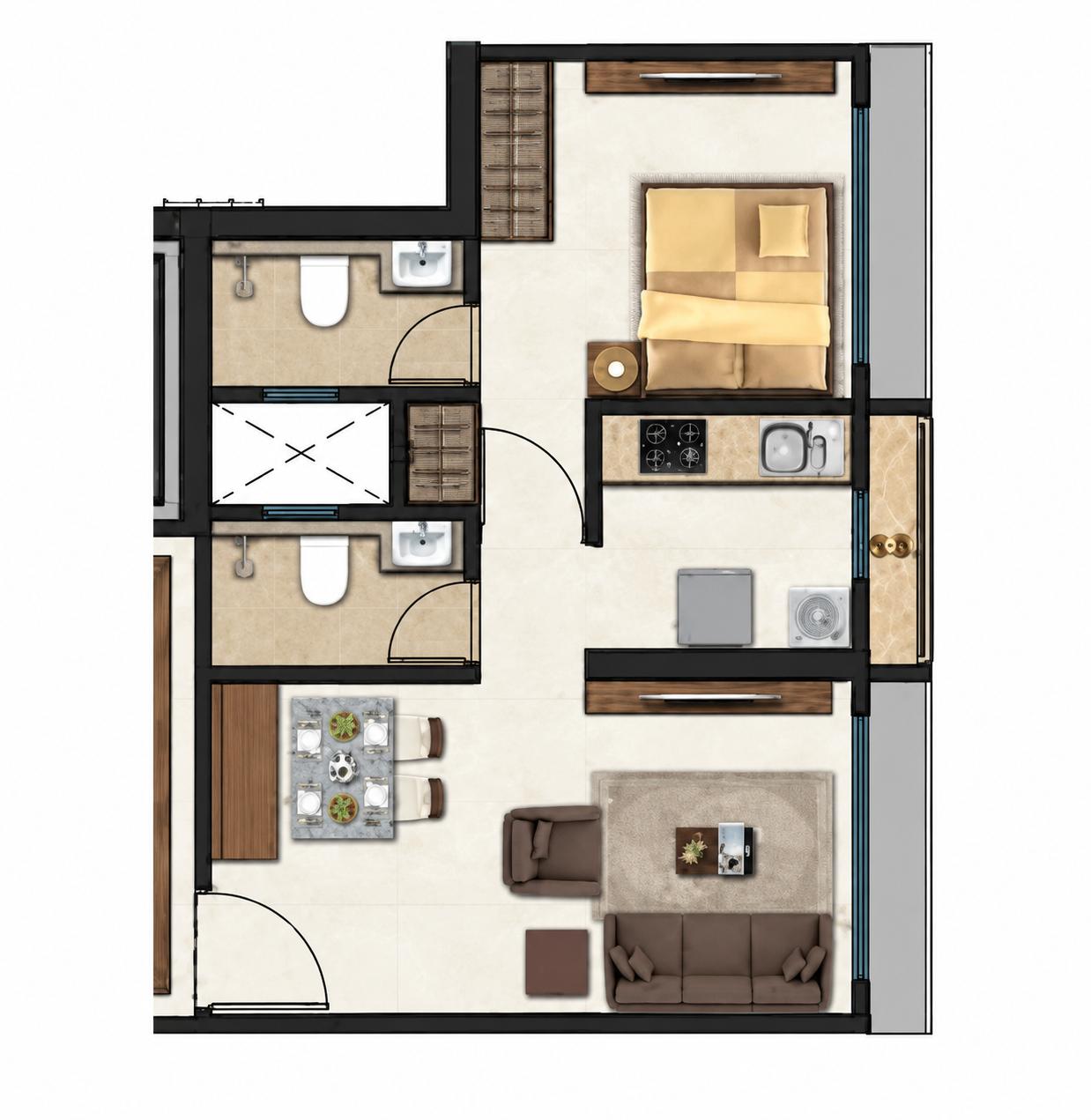 1 BHK Type3 floor plan