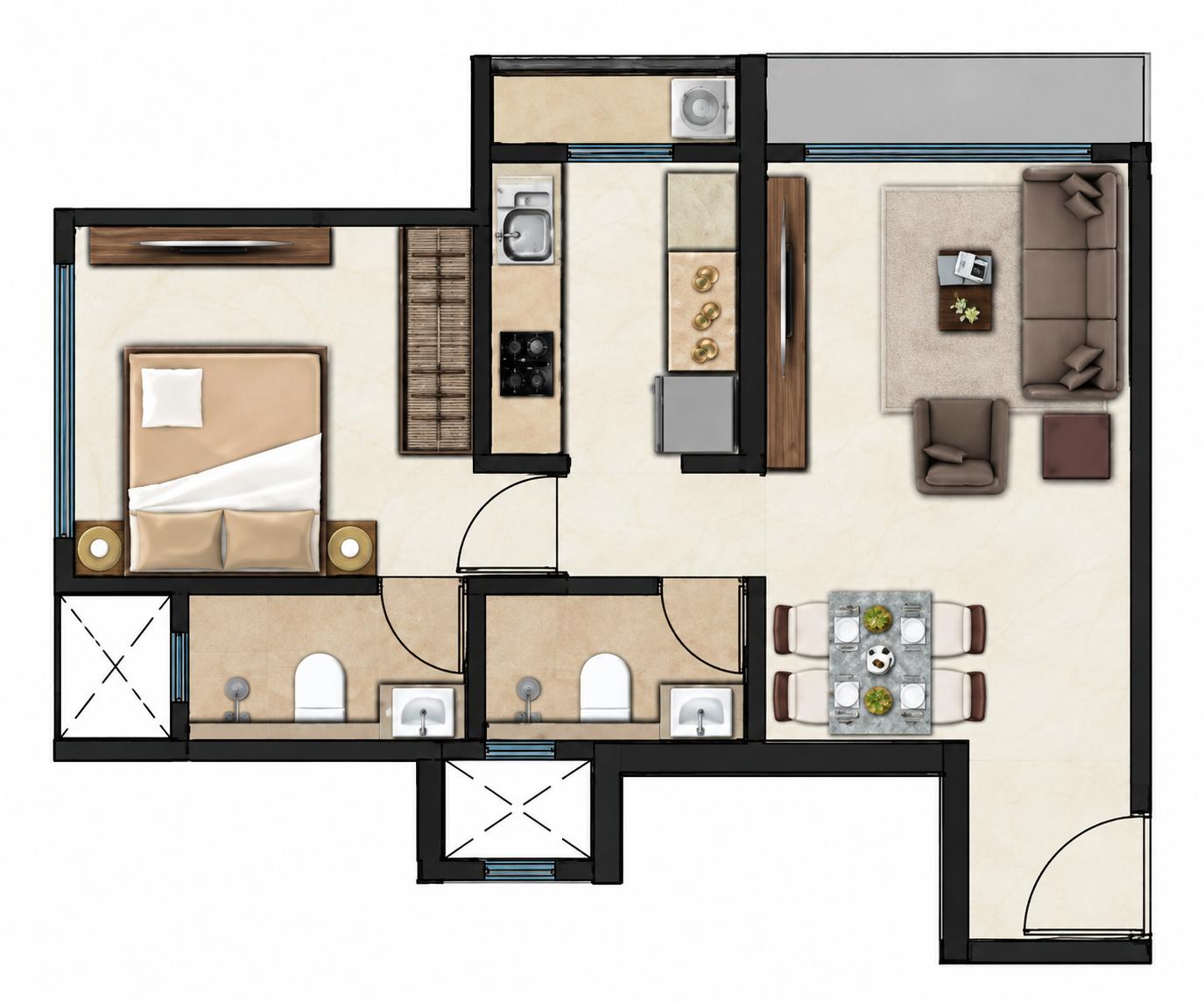 1 BHK Type5 floor plan