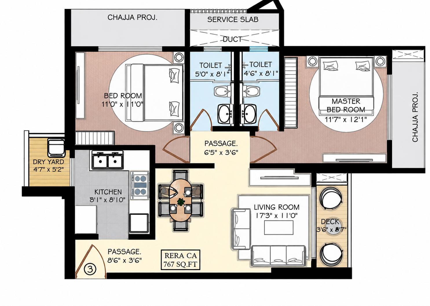 2BHK Elite floor plan