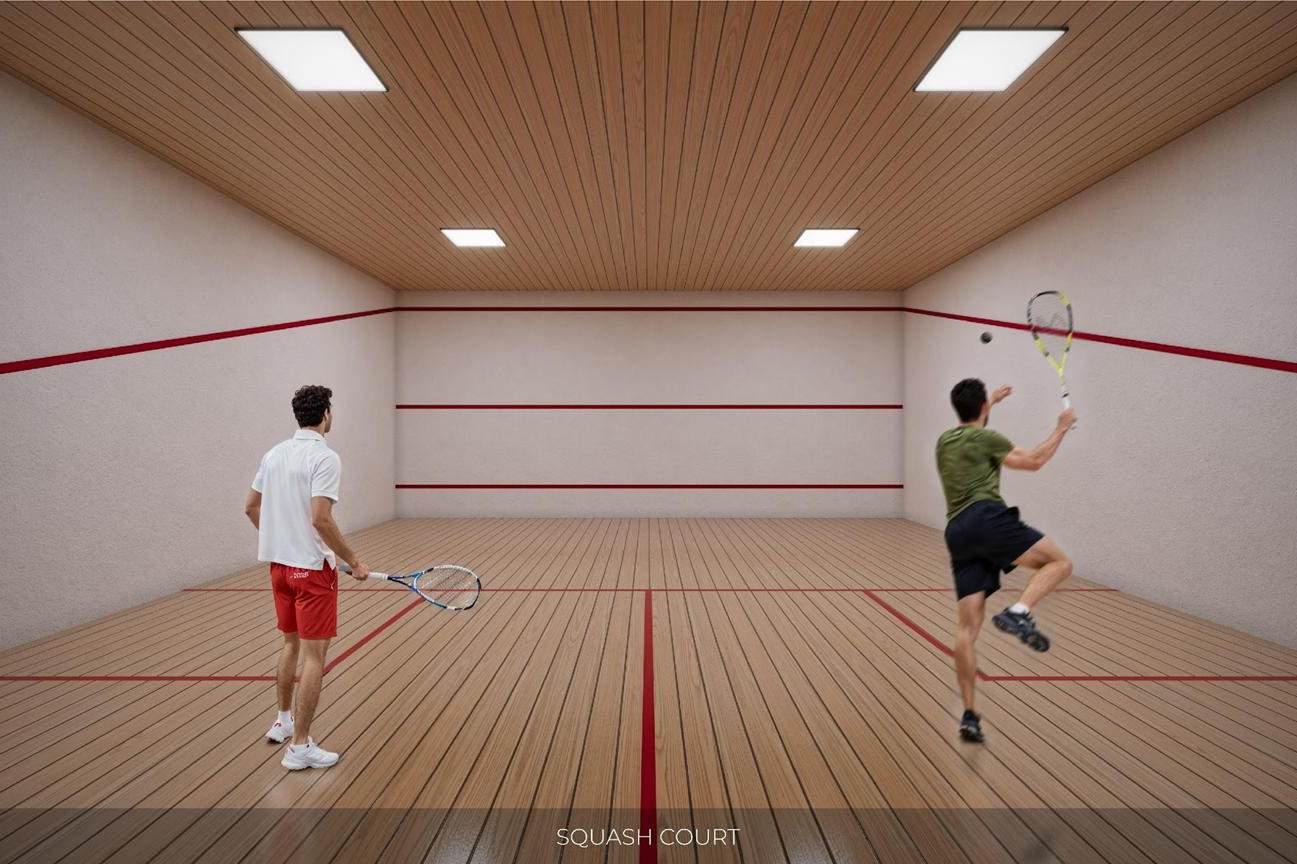 Squash court at Avhad Bayline Residency, Mahim West