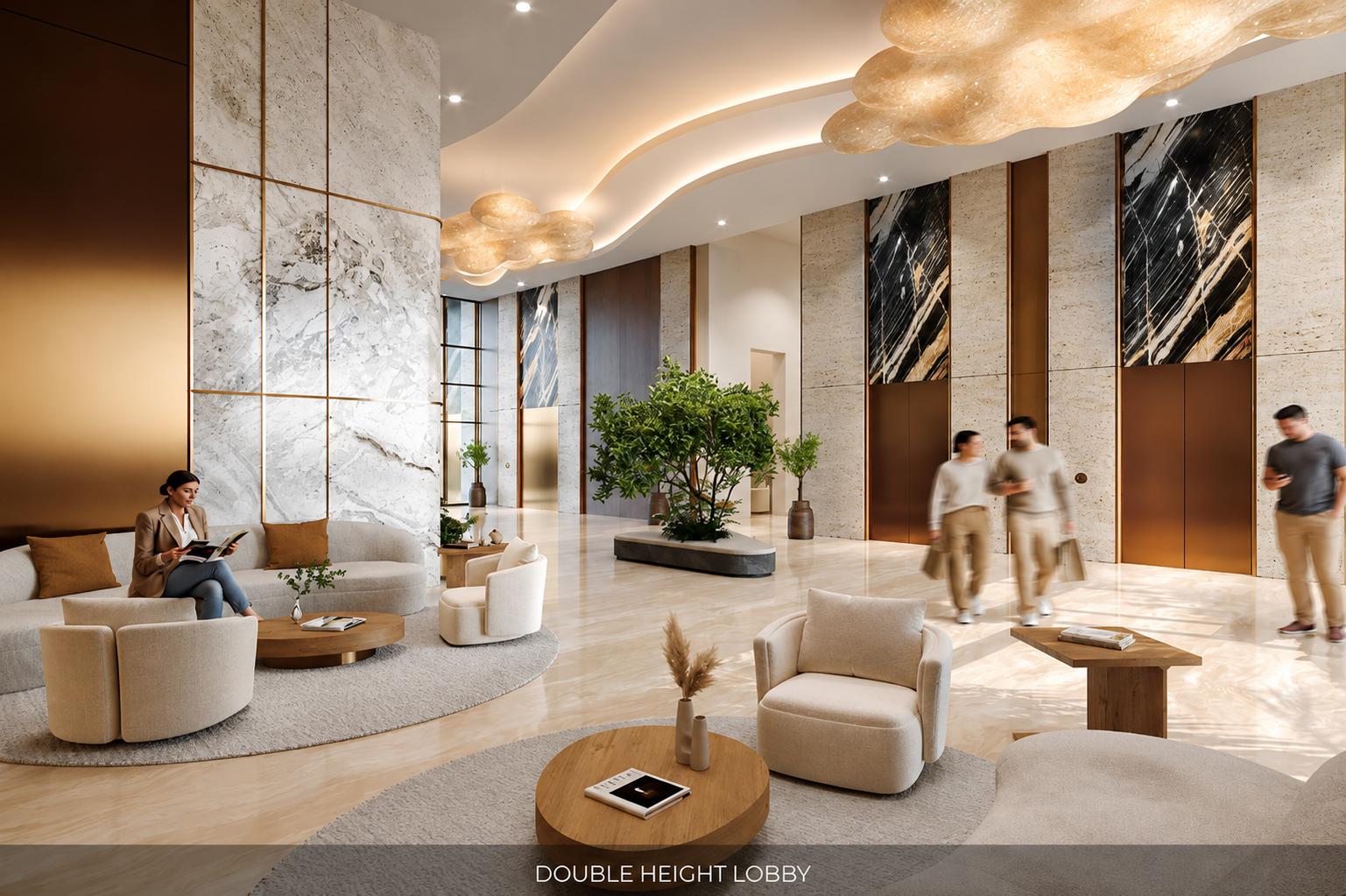 Grand entrance lobby at Avhad Bayline Residency, Mahim West