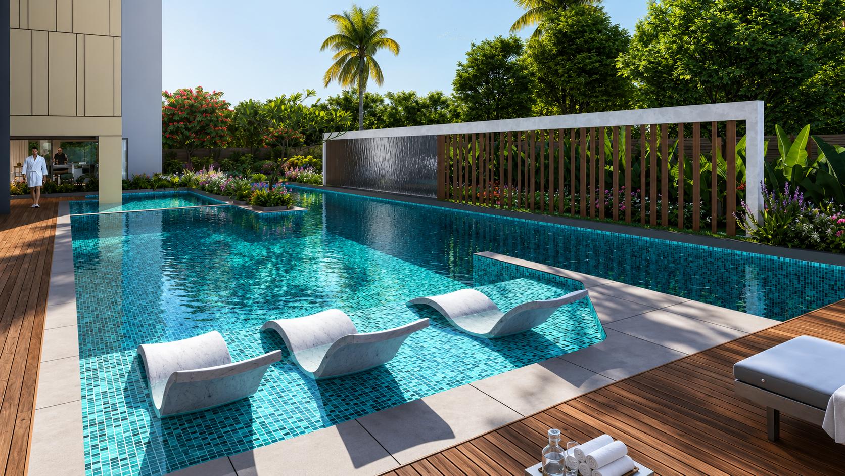 Swimming pool at Chandak Vansham, Vile Parle West