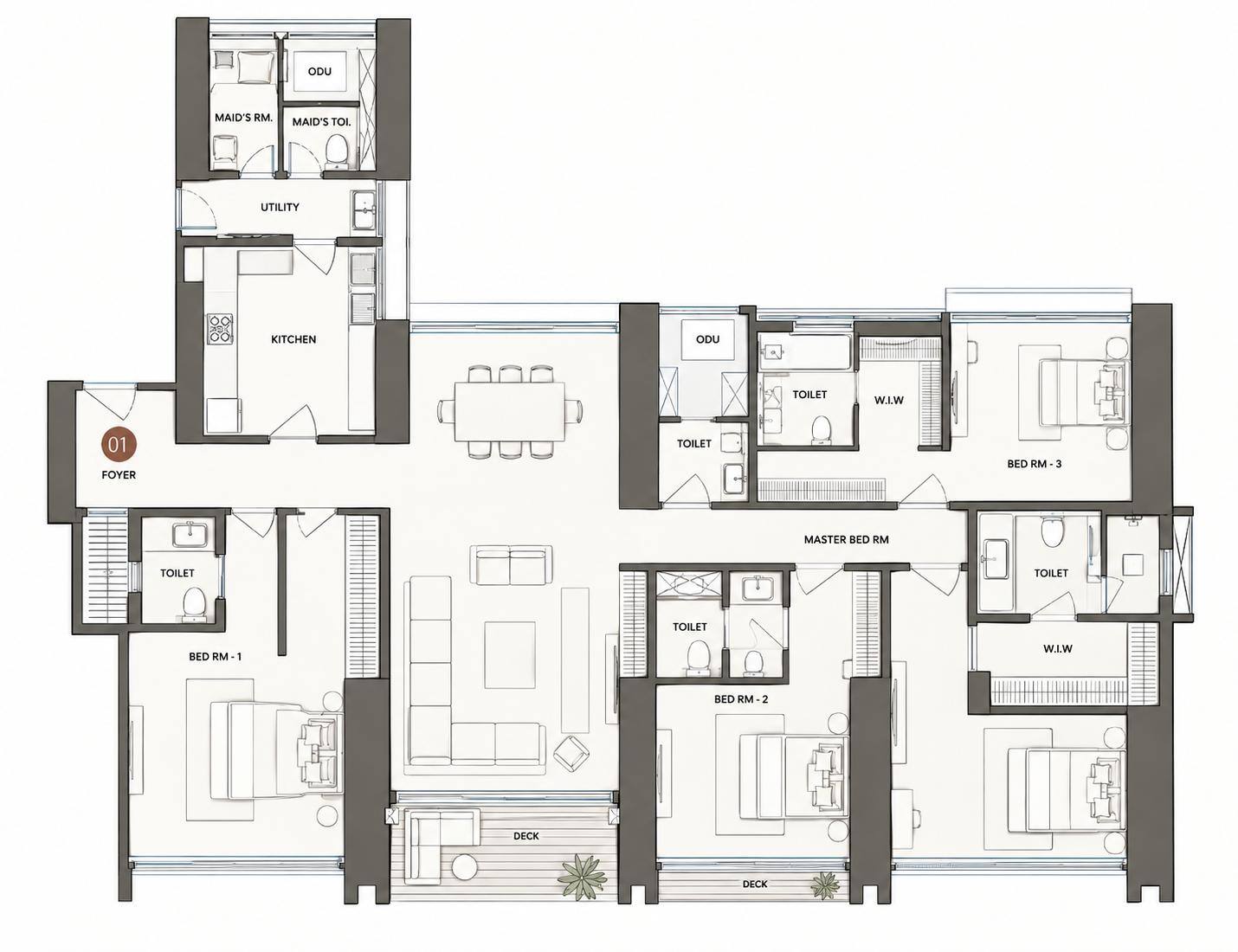 4BHK Luxury floor plan