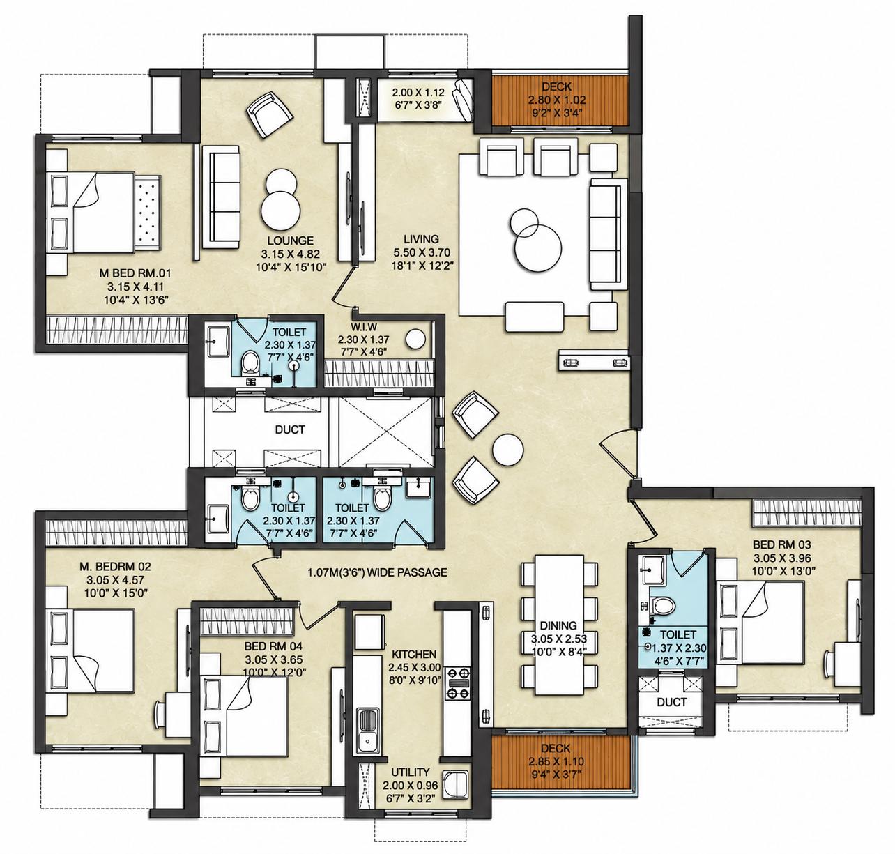 5BHK Jodi (2+3) floor plan