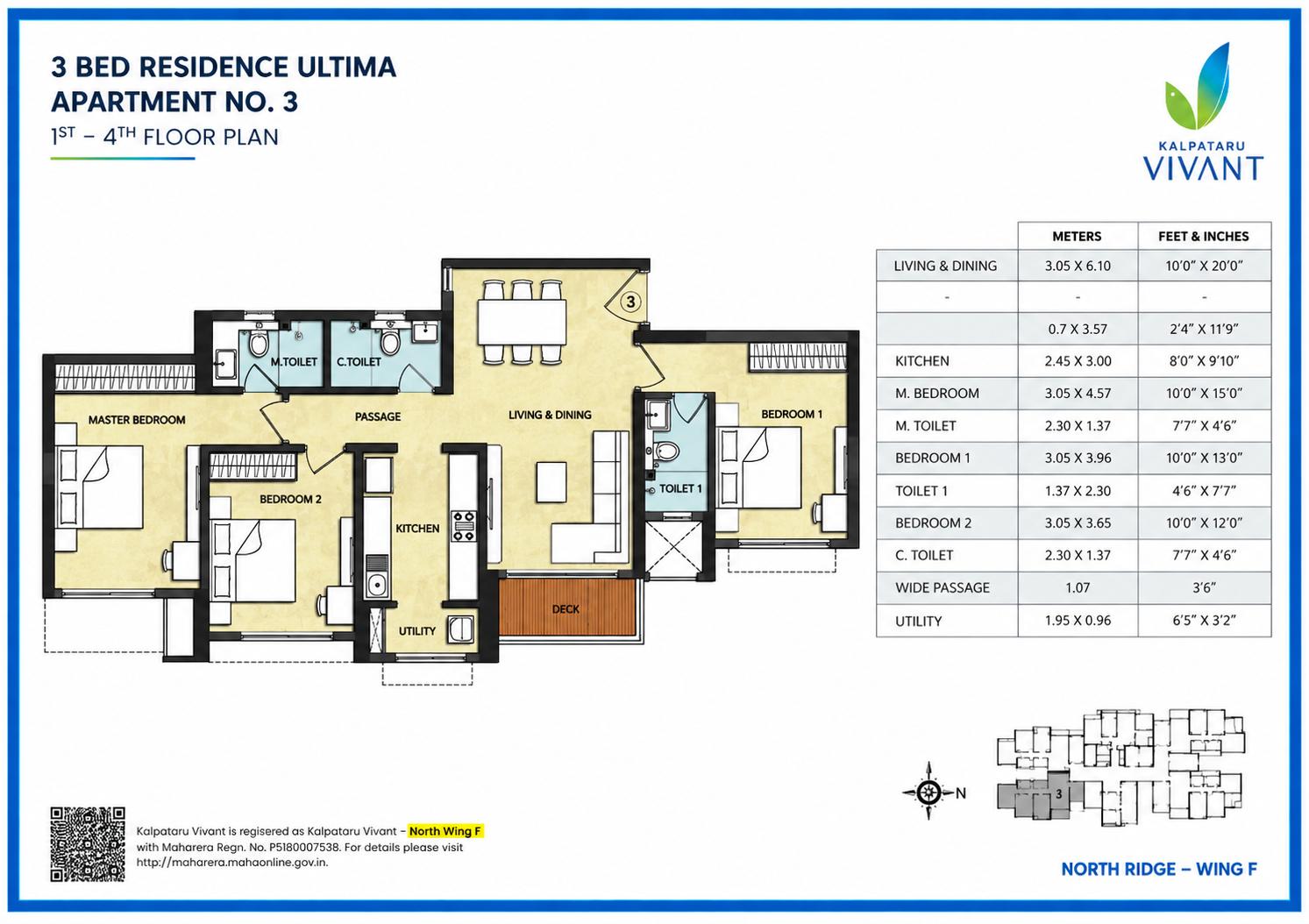 3BHK floor plan