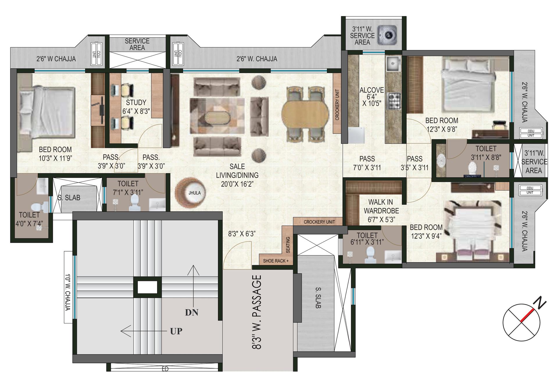 3.5 BHK floor plan