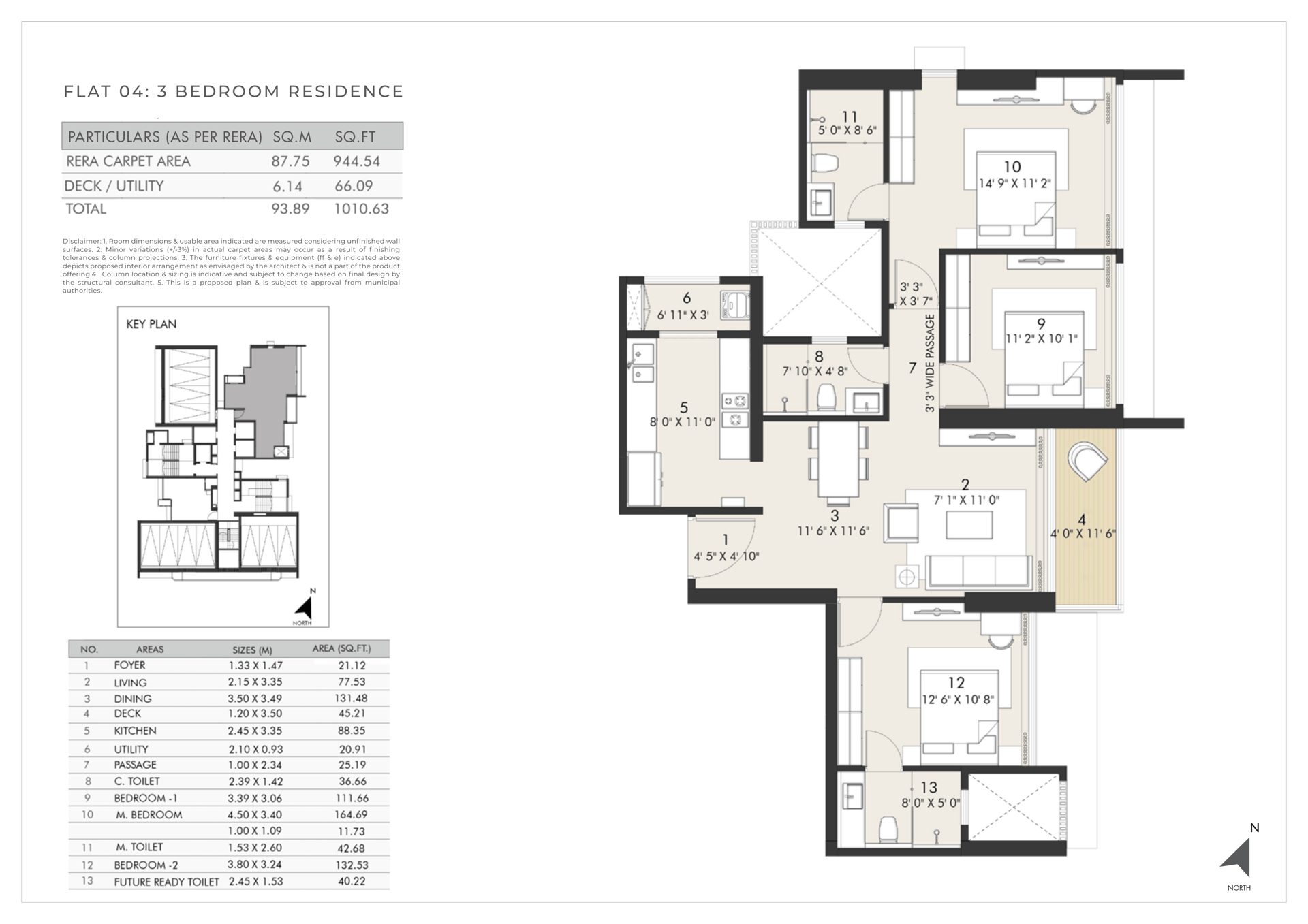 3 BHK Type1 floor plan