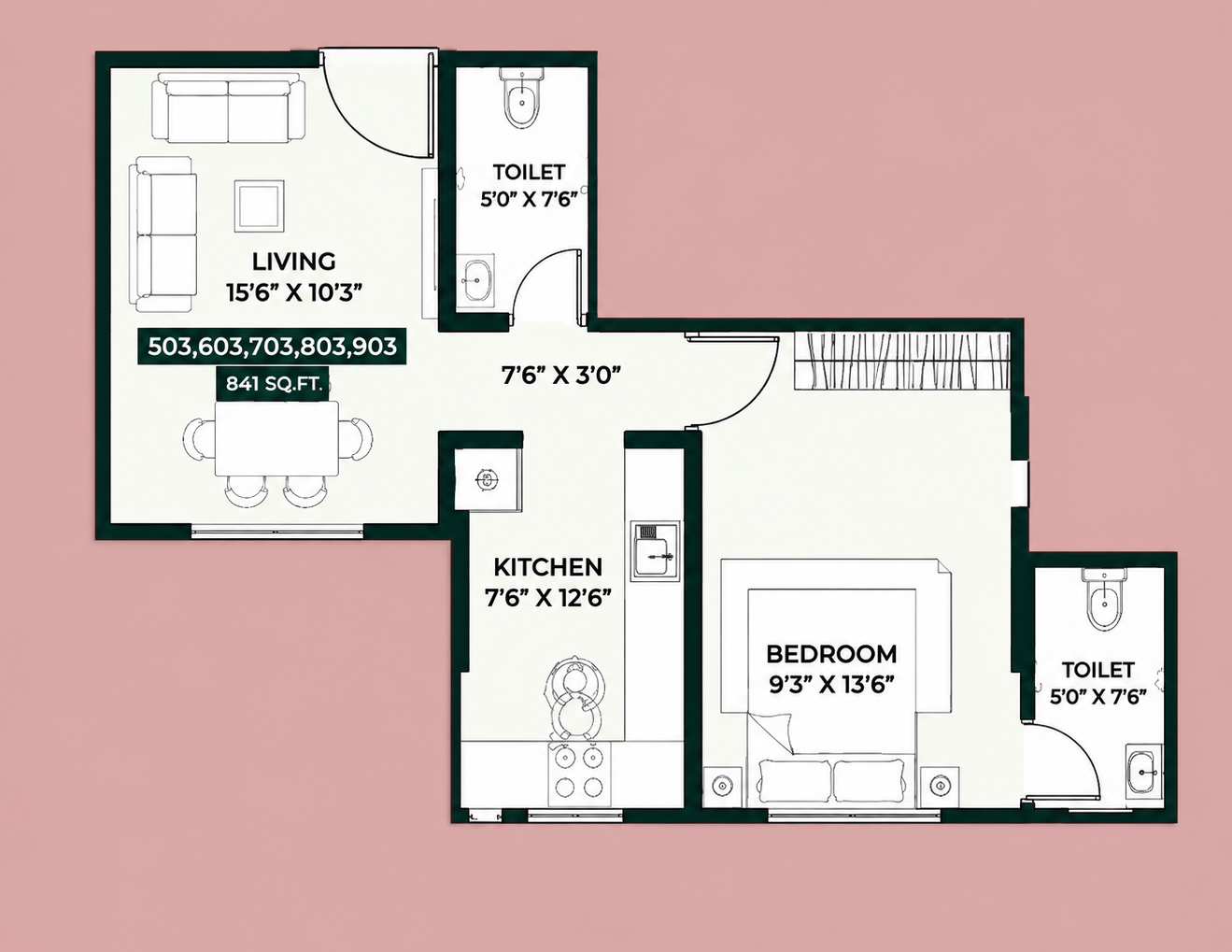 1BHK Premium floor plan