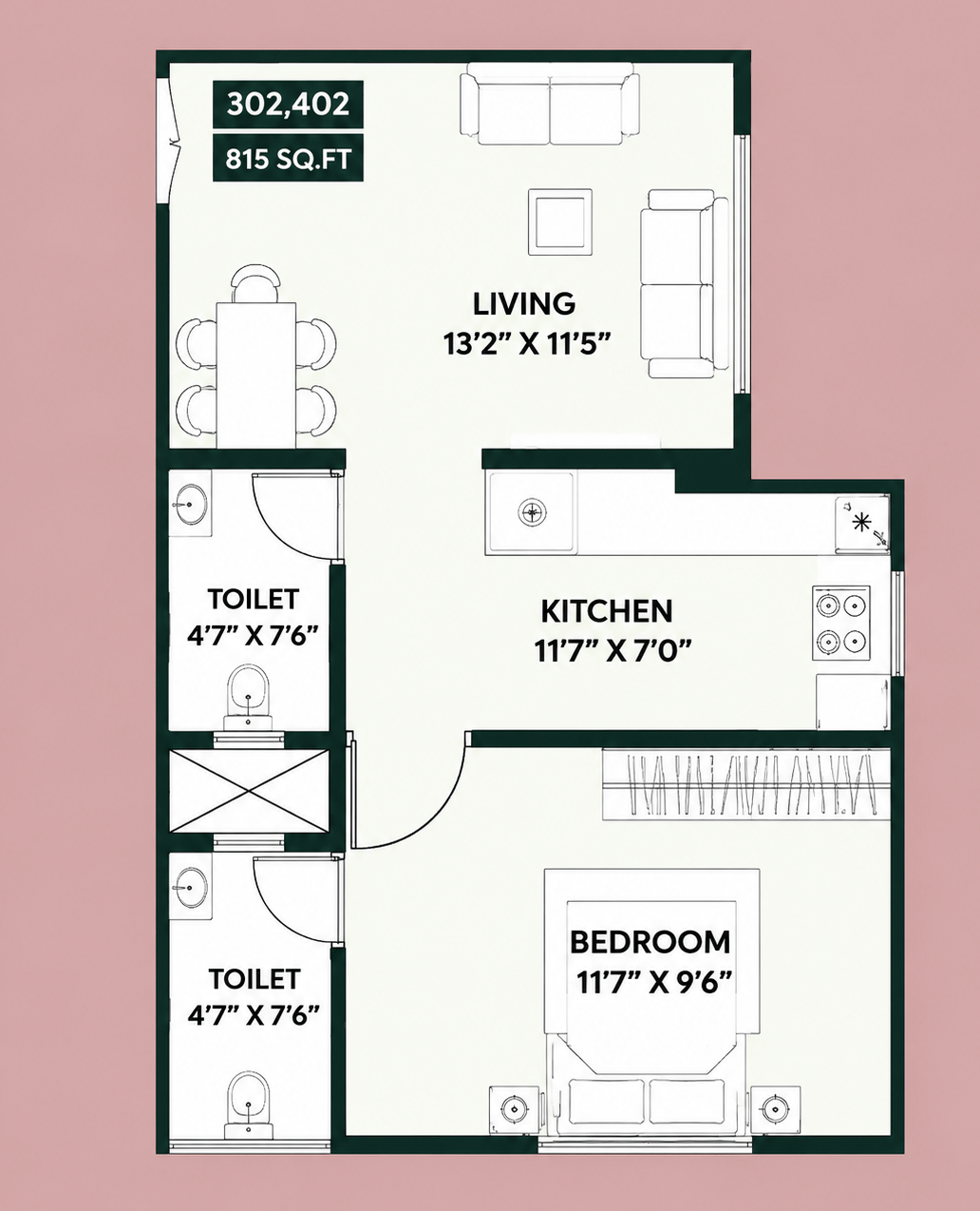 1BHK Elite floor plan