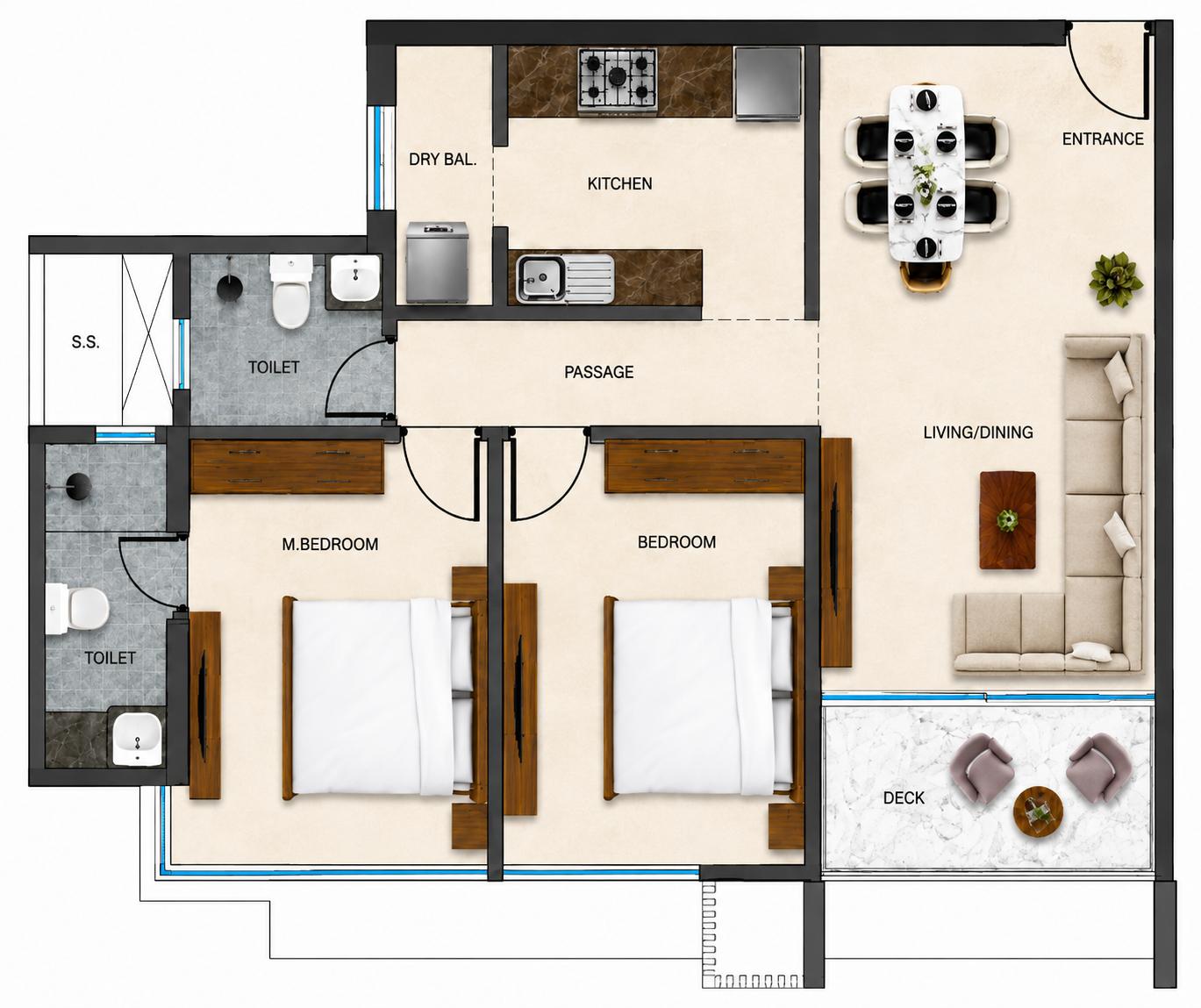 2BHK Premium floor plan