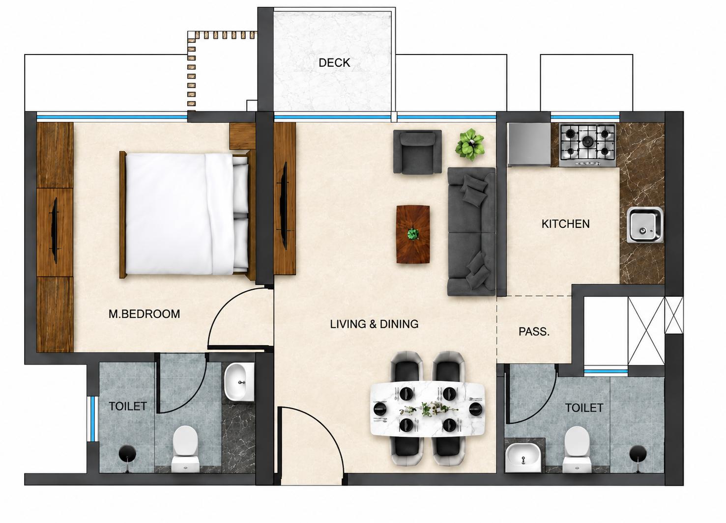 1BHK floor plan