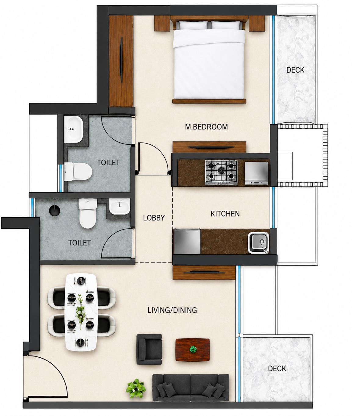 1BHK Elite floor plan