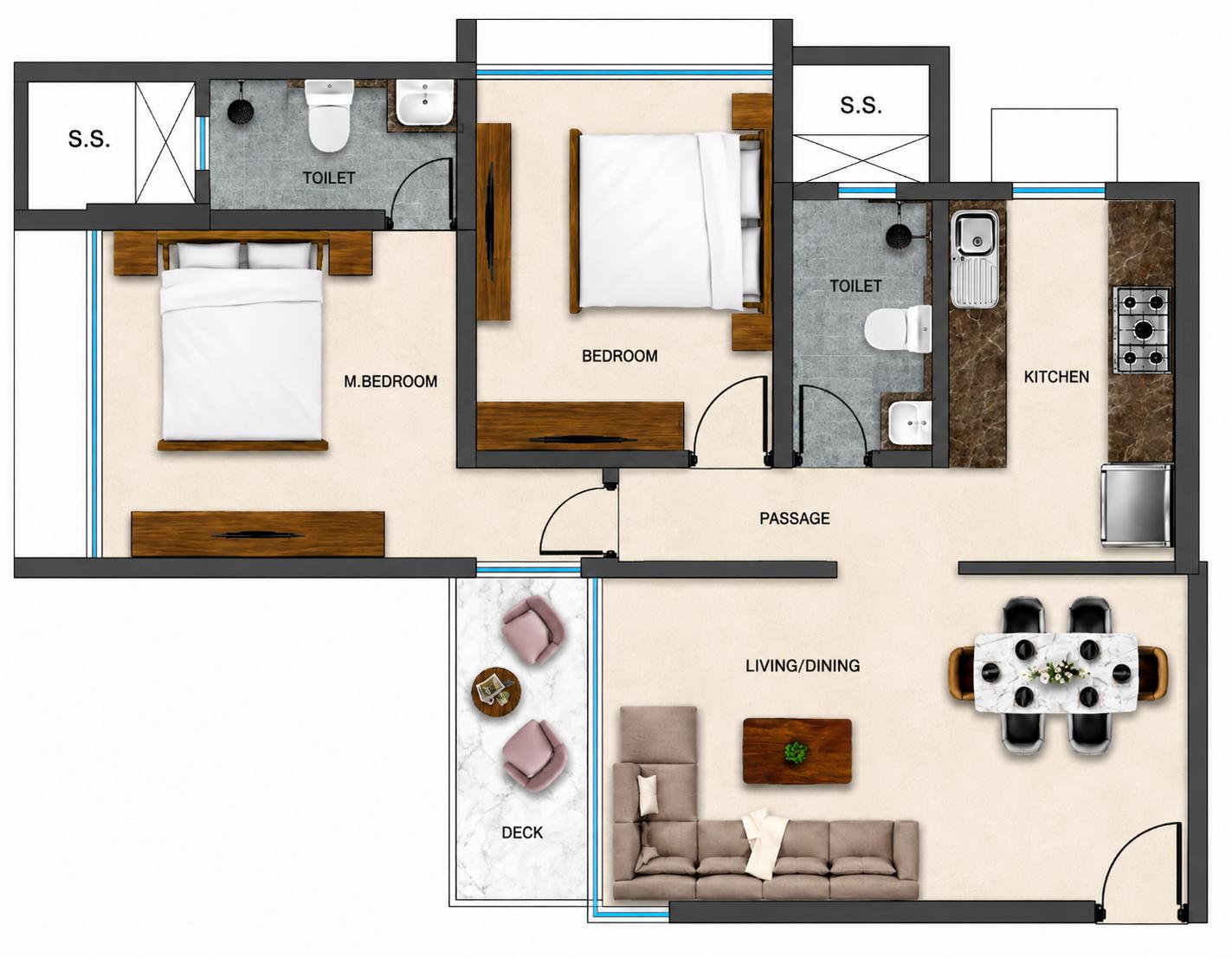 2BHK Signature floor plan