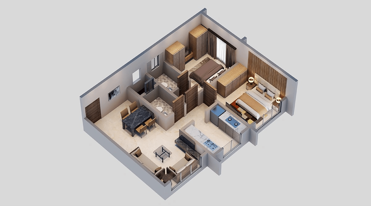 2BHK floor plan