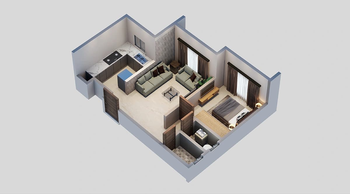 1BHK floor plan