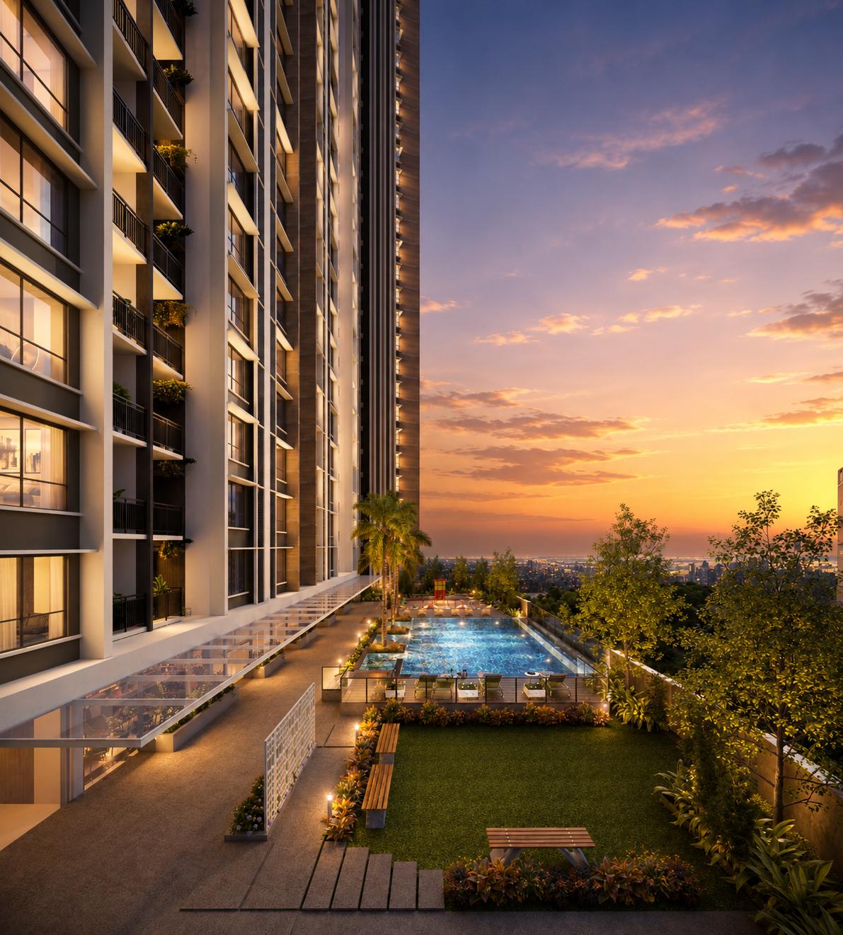 Swimming pool at Chandak Treesourus, Malad West