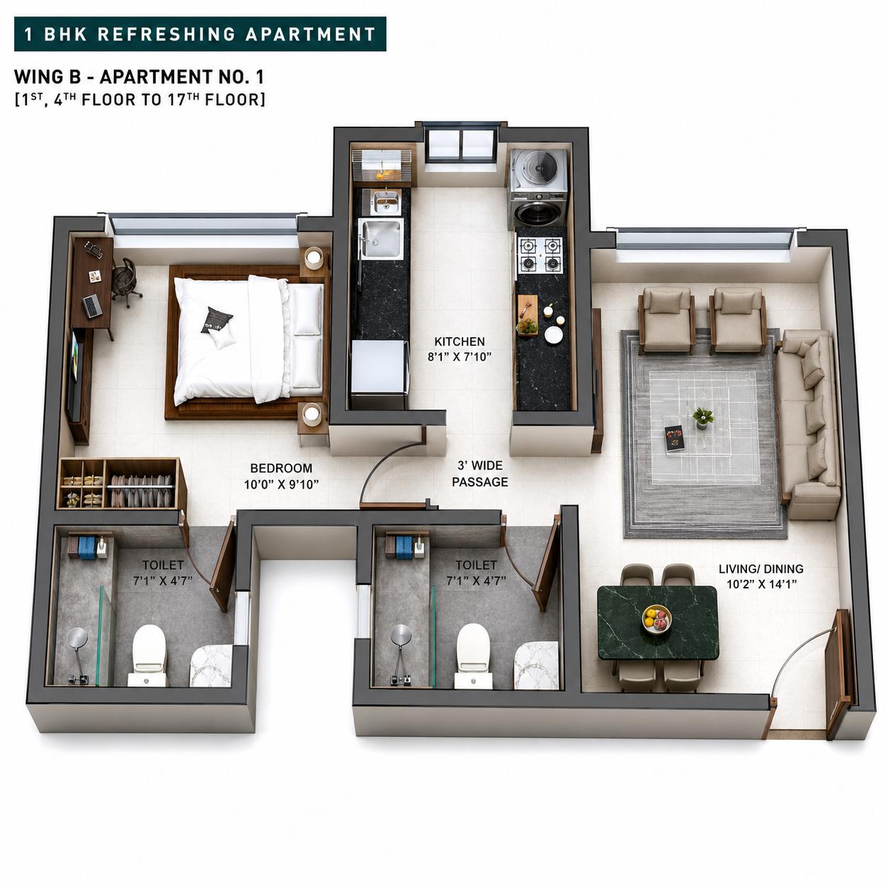 1BHK floor plan