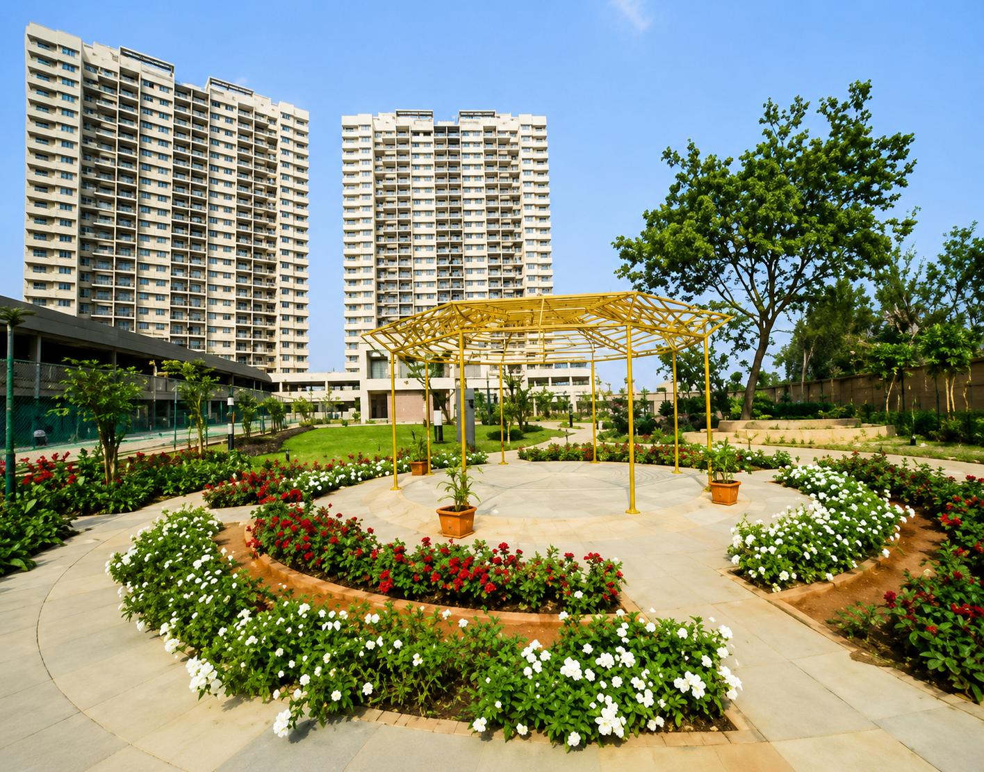 Landscaped gardens at Kolte Patil Vaayu, Dahisar East