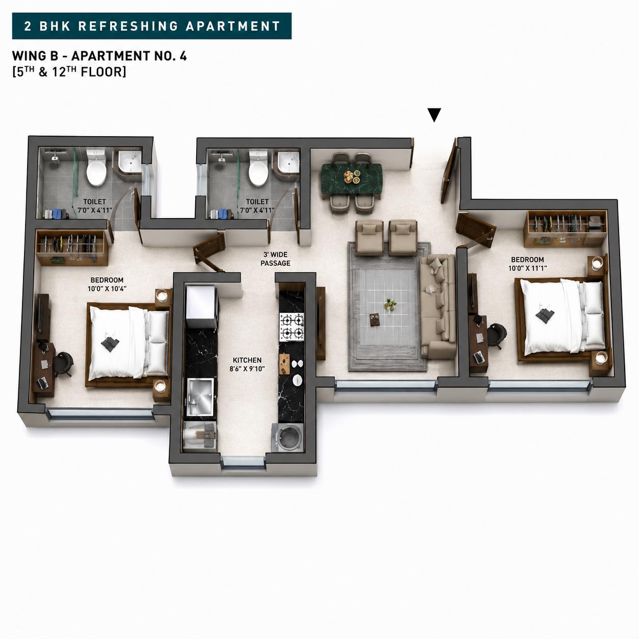 2BHK floor plan
