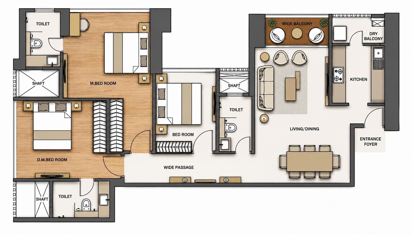 3BHK Luxury floor plan